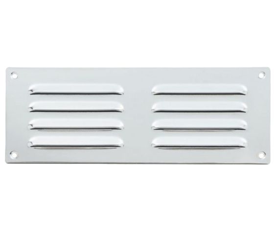 Hooded Louvre Brass Vent, Polished Chrome