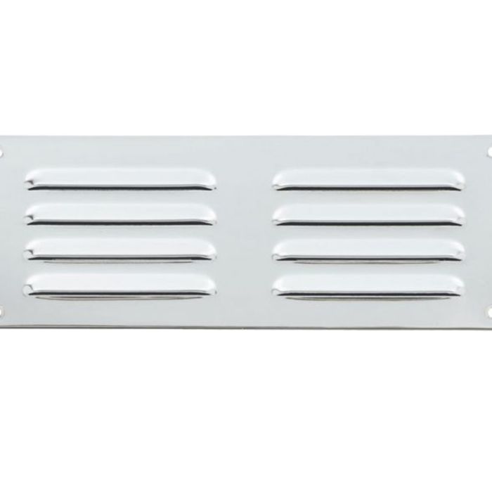 Hooded Louvre Brass Vent, Polished Chrome