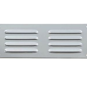 Hooded Louvre Brass Vent, Satin Chrome