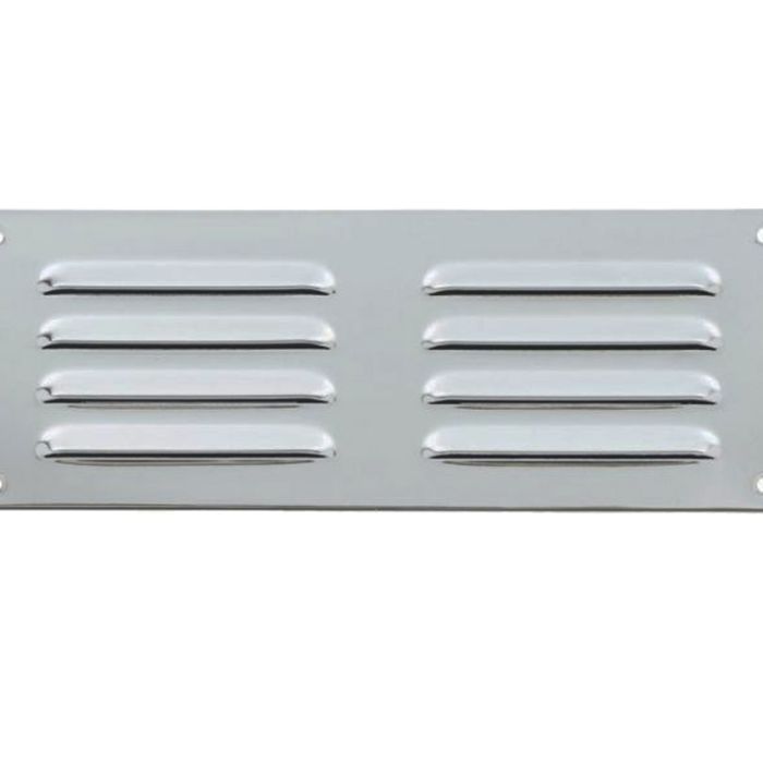 Hooded Louvre Brass Vent, Satin Chrome