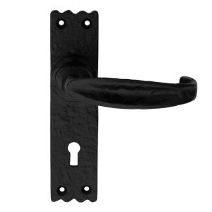Ludlow Foundries Slimline V Door Handles On Backplate, Black Antique (sold in pairs)