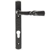 Ludlow Foundries Euro Lock Straight Narrow Plate (92mm C/C) - Black Antique Door Handles (sold in pairs)