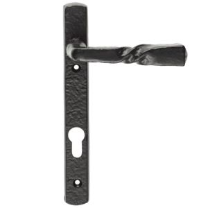 Ludlow Foundries Euro Lock Straight Narrow Plate (92mm C/C) – Black Antique Door Handles (sold in pairs)