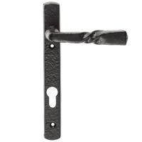 Ludlow Foundries Euro Lock Straight Narrow Plate (92mm C/C) – Black Antique Door Handles (sold in pairs)