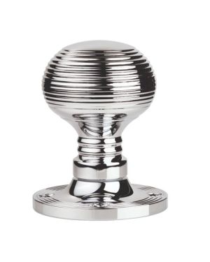 Manital Queen Anne Reeded Mortice Door Knobs, Polished Chrome