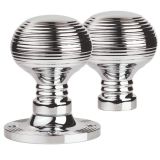 Manital Queen Anne Reeded 61mm Diameter Base Rim Door Knobs, Polished Chrome  (sold in pairs)