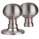 Manital Queen Anne Reeded 61mm Diameter Base Rim Door Knobs, Satin Chrome  (sold in pairs)
