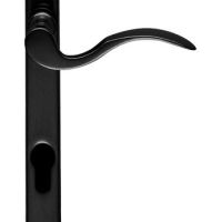 Scroll Narrow Plate, 92mm C/C, Euro Lock, Black Powder Coat Door Handles (sold in pairs)