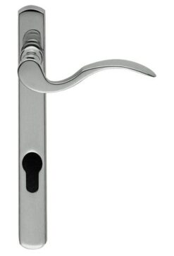 Scroll Narrow Plate, 92mm C/C, Euro Lock, Polished Chrome Door Handles (sold in pairs)