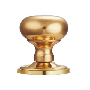 Manital Victorian Mushroom Unsprung Mortice Door Knob (Concealed Fixed), Polished Brass  (sold in pairs)