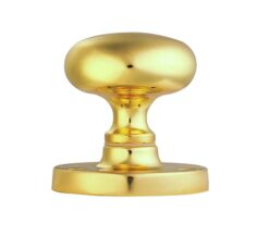 Manital Victorian Mushroom Solid Half Sprung Mortice Door Knob (Face Fixed), Polished Brass  (sold in pairs)