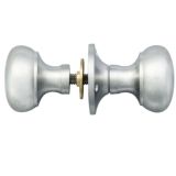 Manital Victorian Small Mushroom 56mm Diameter Base Rim Door Knobs, Satin Chrome  (sold in pairs)
