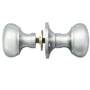 Manital Victorian Small Mushroom 56mm Diameter Base Rim Door Knobs, Satin Chrome  (sold in pairs)
