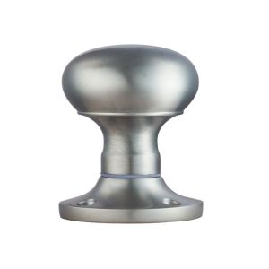 Manital Victorian Mushroom Solid Half Sprung Mortice Door Knob (Face Fixed), Satin Chrome  (sold in pairs)