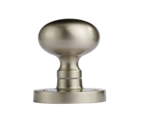 Manital Victorian Mushroom Solid Half Sprung Mortice Door Knob (Face Fixed), Satin Nickel  (sold in pairs)
