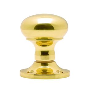Manital Victorian Mushroom 56mm Diameter Base Unsprung Mortice Door Knob (Face Fixed) – Polished Brass (sold in pairs)