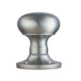 Manital Victorian Mushroom 56mm Diameter Base Unsprung Mortice Door Knob (Face Fixed), Satin Chrome  (sold in pairs)