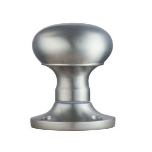 Manital Victorian Mushroom 56mm Diameter Base Unsprung Mortice Door Knob (Face Fixed), Satin Chrome  (sold in pairs)