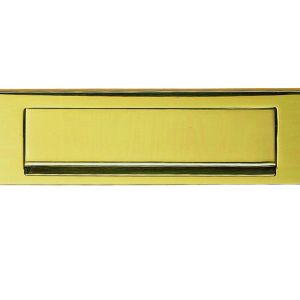 Plain Gravity Flap Letter Plate (270mm x 72mm), Polished Brass