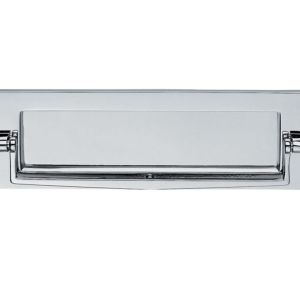 Postal Knocker Letter Plate (256mm x 80mm), Polished Chrome
