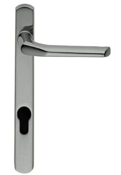 Straight Narrow Plate, 92mm C/C, Euro Lock, Polished Chrome Door Handles (sold in pairs)