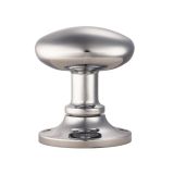 Oval Face Fix Mortice Door Knob, Polished Chrome  (sold in pairs)
