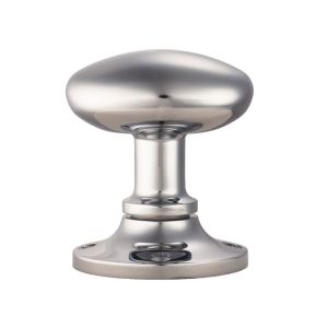 Oval Face Fix Mortice Door Knob, Polished Chrome  (sold in pairs)