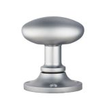 Oval Face Fix Mortice Door Knob, Satin Chrome  (sold in pairs)