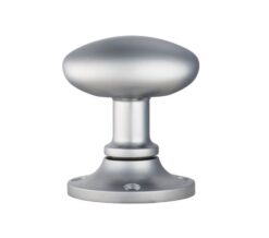 Oval Face Fix Mortice Door Knob, Satin Chrome  (sold in pairs)
