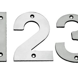 Eurospec 50mm Screw Fix Numerals (0 – 9), Polished Stainless Steel OR Satin Stainless Steel