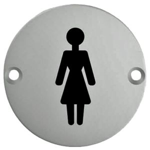 Eurospec Female Symbol Sign, Polished Stainless Steel OR Satin Stainless Steel Finish