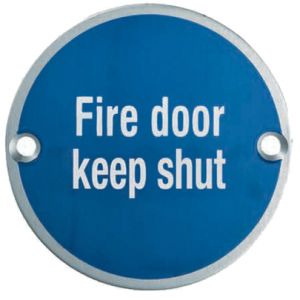Eurospec Fire Door Keep Shut Sign, Polished Stainless Steel OR Satin Stainless Steel Finish