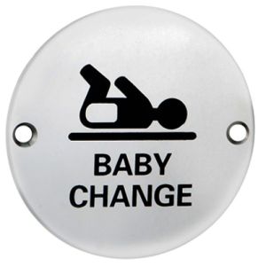 Eurospec Baby Change Symbol Sign, Polished Stainless Steel OR Satin Stainless Steel Finish