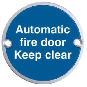 Eurospec Automatic Fire Door Keep Clear Sign, Polished Stainless Steel OR Satin Stainless Steel Finish