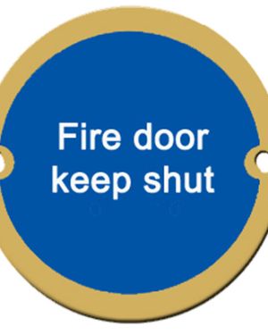 Fire Door Keep Shut, Polished Brass