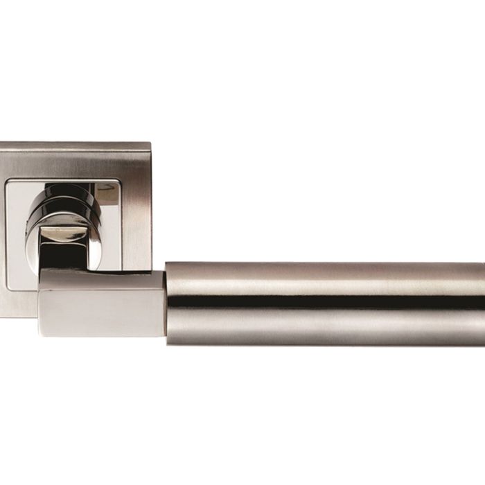 Eurospec Fagus Square Mitred Stainless Steel Door Handles – Satin Stainless Steel  (sold in pairs)