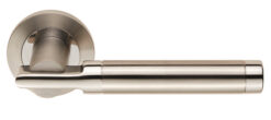 Eurospec Berna Dual Finish Polished Stainless Steel & Satin Stainless Steel Door Handles  (sold in pairs)