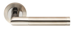 Eurospec Treviri Satin Stainless Steel Or Dual Finish Polished & Satin Stainless Steel Door Handles  (sold in pairs)