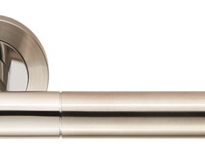 Eurospec Treviri Satin Stainless Steel Or Dual Finish Polished & Satin Stainless Steel Door Handles  (sold in pairs)