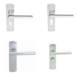 Serozzetta Uno Door Handles On Backplate - Satin Chrome (sold in pairs)