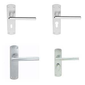Serozzetta Uno Door Handles On Backplate – Satin Chrome (sold in pairs)