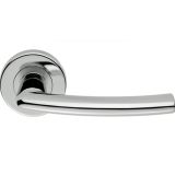 Serozzetta Dos Door Handles On Round Rose, Satin Chrome  (sold in pairs)