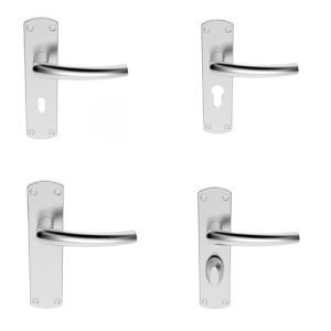 Serozzetta Dos Door Handles On Backplate – Satin Chrome (sold in pairs)