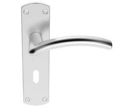 Serozzetta Tres Door Handles On Backplate, Satin Chrome  (sold in pairs)