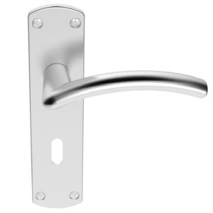 Serozzetta Tres Door Handles On Backplate, Satin Chrome  (sold in pairs)