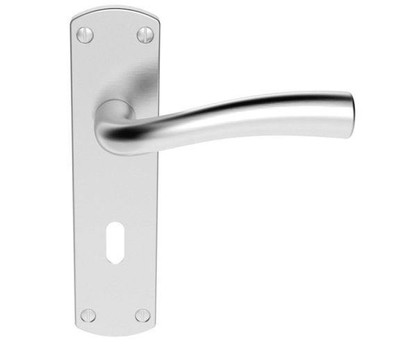 Serozzetta Cinco Door Handles On Backplate, Satin Chrome  (sold in pairs)