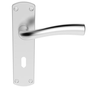 Serozzetta Cinco Door Handles On Backplate, Satin Chrome  (sold in pairs)