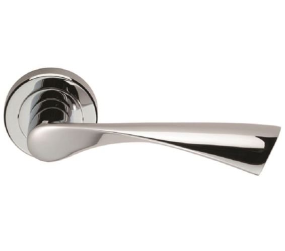 Serozzetta Breeze Door Handles On Round Rose – Polished Chrome (sold in pairs)