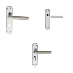 Serozzetta Scope Door Handles On Backplate - Dual Finish Polished Chrome & Satin Nickel (sold in pairs)