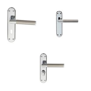 Serozzetta Scope Door Handles On Backplate – Dual Finish Polished Chrome & Satin Nickel (sold in pairs)